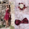 Pachet Rochie Versatila Tulle Bordo [ Include Papion si Bratara ]