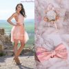 Pachet Rochie Versatila Tulle Somon [ Include Papion si Bratara ]