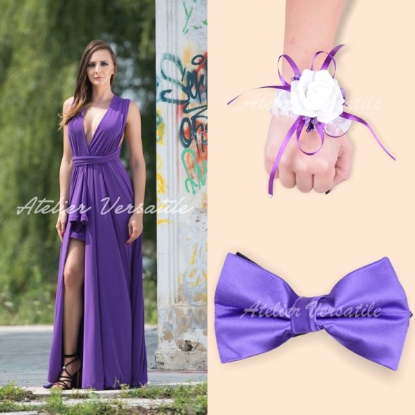 Pachet Rochie Versatila Glossy Lavanda [ Include Papion si Bratara ]