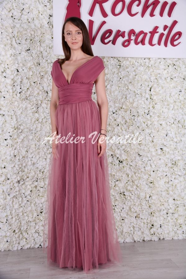 Rochie Versatila Tulle Roz Prafuit Intens