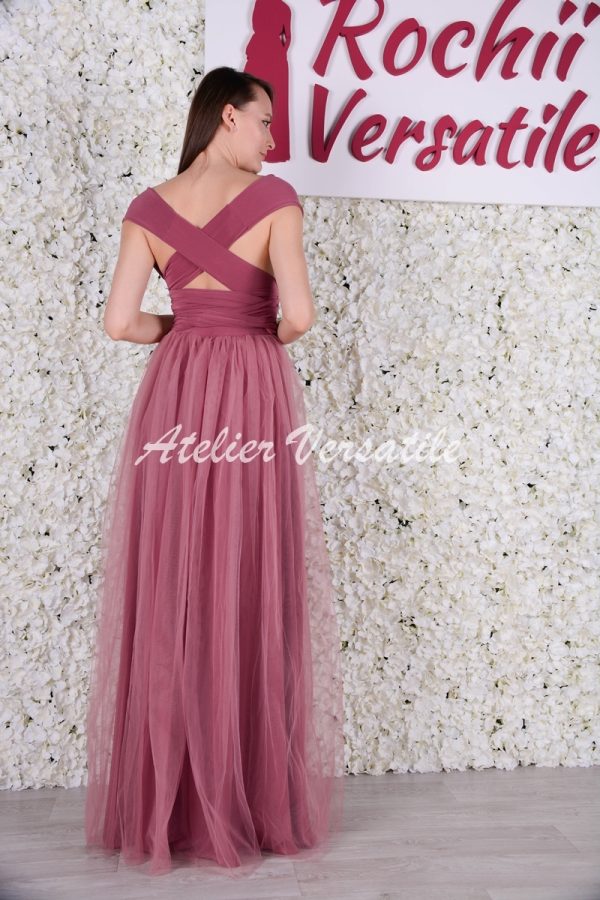 Rochie Versatila Tulle Roz Prafuit Intens