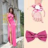 Pachet Rochie Versatila Glossy Fuxia[ Include Papion si Bratara ]